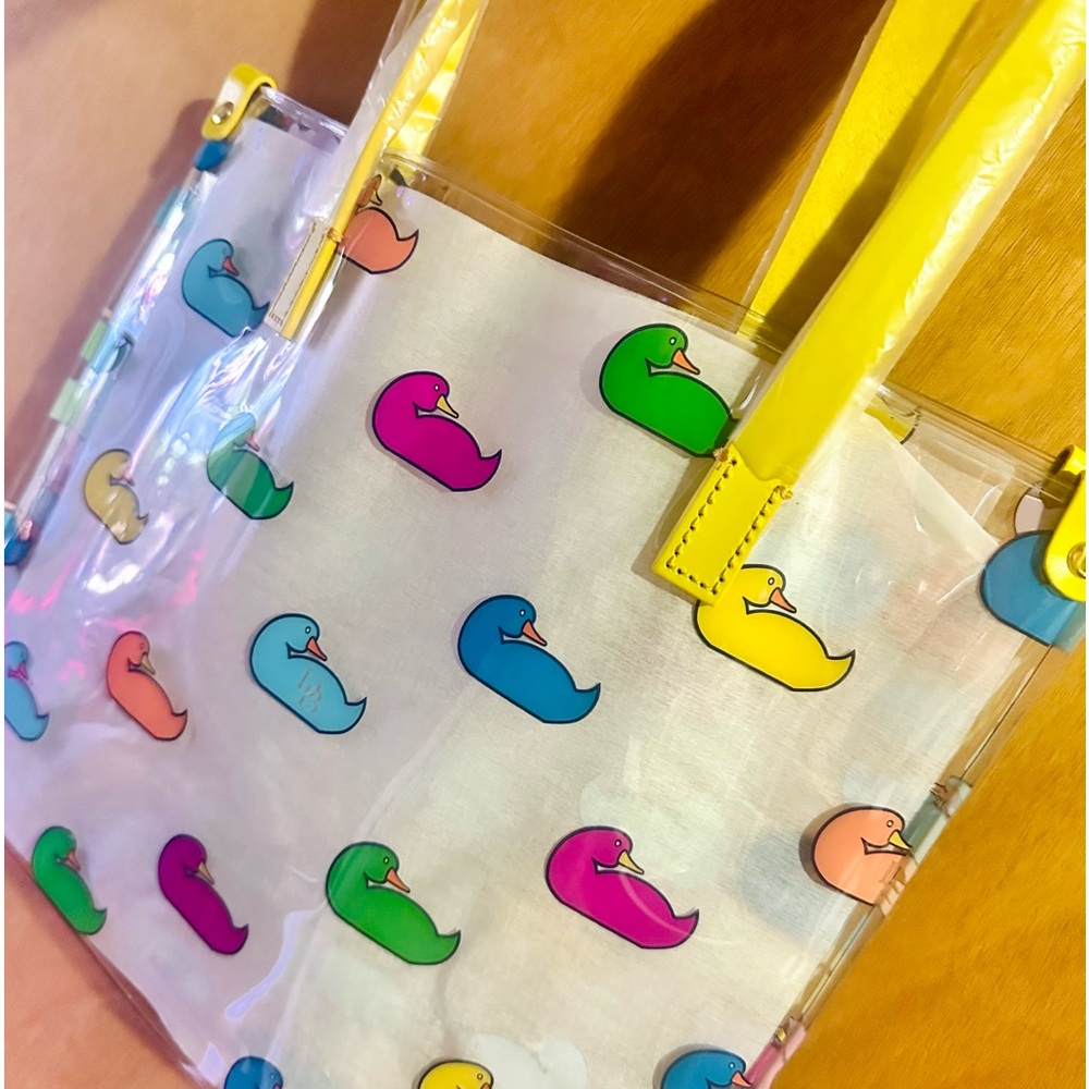 Dooney & Bourke Colorful Duck Print Medium Shopper Clear Transparent Tote Bag